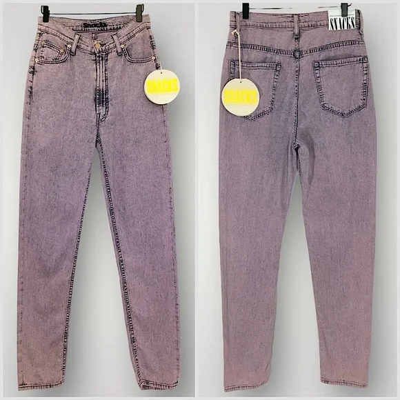 MOTHER SNACKS High Waisted Twizzy Skimp Wash Jeans in Silver Pink NWT - Picture 2 of 11